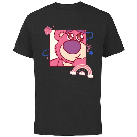 Disney and Pixar’s Toy Story Lotso Bear Fluffy Rainbows Cute - Short Sleeve Cotton T-Shirt for Adults - Customized-Black