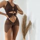 thumbnail image 5 of Gibobby Trajes de Baño Mujer Completo Traje de baño de tira de color sólido Falda corta Bikini de red Banda delgada Bikini ahuecado Traje de baño de biki(A,G), 5 of 5