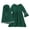 A135 Green, variant on Toddler Girls 2 Piece Abaya Set Pom Pom Trim Flutter Sleeve Crew Neck Smocked Dress Infant Kids Frill Hem Tunic Top Hijab Outfits Worship Wear, 6M-8Y