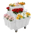 thumbnail image 4 of ToppiJoy Outdoor 6-Tier Flower Display Stand with 18 Bucket, Garden Cart Plant Stand with 4 wheels, Flower Bar for Florist, Patio Garden, Weddings Party, Business Market (White), 4 of 28