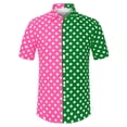 thumbnail image 5 of INSPIRE CHIC Men's Summer Polka Dots Patchwork Short Sleeves Button Down Shirts S Pink Green, 5 of 6
