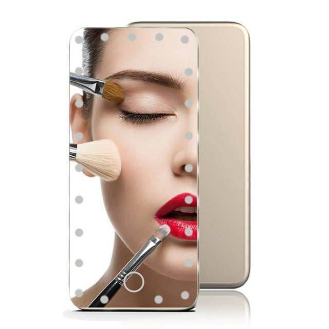 Makeup Mirror Mini Portable Metal Vanity Mirror Cosmetic Mirror with LED Light