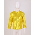thumbnail image 3 of Haitryli Kids Boys Girls Shiny Metallic Loose T-Shirt Jazz Hip Hop Modern Dance Performance Party Blouse Gold 4-5, 3 of 7