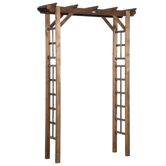 85" Wooden Garden Arbor for Wedding and Ceremony, Outdoor Garden Arch Trellis for Climbing Vines - Carbonized