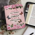 thumbnail image 3 of Kuiaobaty Butterfly Flower Print Bible Covers for Women Men I Can Do All Things Large Bible Carrying Case Leather Church Bible Bag with Padded Handle and Shoulder Strap for Church Religious, 2XL, 3 of 7