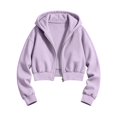 thumbnail image 2 of ShomPort Zip Up Hoodies for Girl Cropped Sweatshirts Fall Trendy Outfits Fleece Kids Little Girls Clothes 5-15 Years, 2 of 5