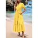 thumbnail image 4 of Vestido midi PRETTYGARDEN Verano 2025 con cuello en V y volantes con bolsillos, 4 of 9