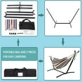thumbnail image 5 of Veryke Outdoor Double Hammock with Steel Stand and Portable Carrying Case, Brown/Gray Striped, 5 of 6