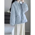 thumbnail image 2 of Abrigos acolchados para mujer, de algodón ligero, estilo coreano, cuello alto, chaquetas de gran tamaño, lisas, ropa informal vintage de invierno para mujer, 2 of 4