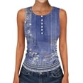 thumbnail image 2 of Summer Tank Top for Women 2026 Pleated Button Crew Neck Tops Loose Fit Flowy Dressy Tunic Sleeveless Shirts Purple XL, 2 of 5