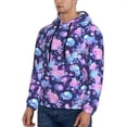 thumbnail image 3 of Pofeuu White Skull Flower Print Mens Casual Hooded Collar Drawstring Hoodies Pullover Sweatshirts Casual Long Sleeve Shirts-Small, 3 of 7