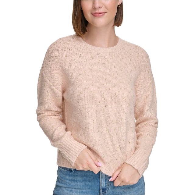 Calvin Klein Womens Metallic Crewneck Pullover Sweater, Metallic, X-Large