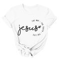 thumbnail image 5 of Daisyyozoid Nouvelles Arrivées Hauts pour Femmes Joyeuses Pâques Lettrage Imprimé Col Rond Manches Courtes Haut Manches Courtes Col Rond Chemise, 5 of 5