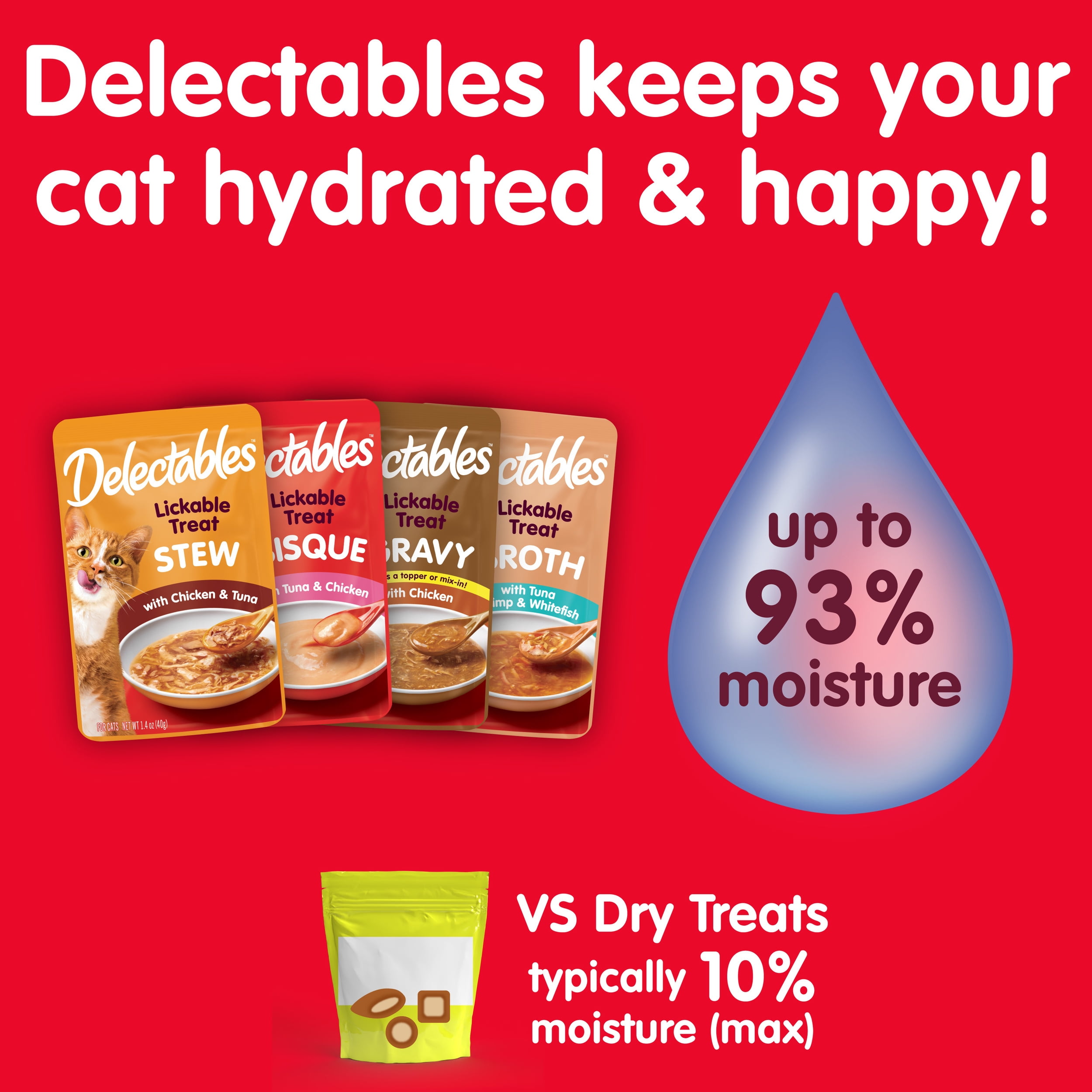 Hartz Delectables Bisque for Kittens, Complete & Balanced Lickable Wet Cat Treat, Tuna & Salmon, 12ct