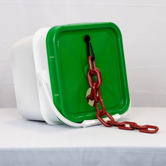 2" x 65' Crimson Heavy Duty Plastic Safety Chain - Pail