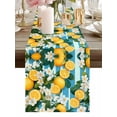 thumbnail image 2 of Burlap Table Runner 120 Inches Long, Summer Lemon Flowers Non-Slip Kitchen Table Runners for Dining Room Everyday Use Party Table Decorations Retro Green Blue Stripes, 2 of 9