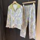 thumbnail image 2 of Pijamas con estampado de tulipanes para mujer, primavera y otoño, nuevo estilo perezoso, elegante, para el hogar, pijamas de satén de seda, ropa de dormir femenina, 2 of 6