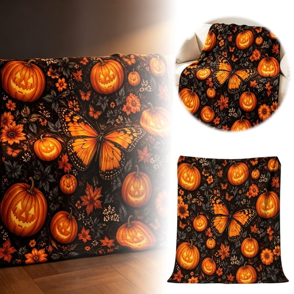 Halloween Flannel Fleece Throw Blanket Soft Cozy Blanket For Sofa Couch Bed Home Adults Kids