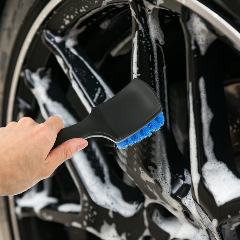 Black Short Handle Wheel Tire Brush Blue Soft Bristle Wash for Car Brush  Tire Cleaning Dirt Road Grime 21.5x6.3cm 