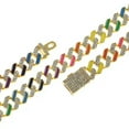 thumbnail image 3 of Mens Hip Hop Cuban Link Chain 12mm Miami Curb Necklace or Bracelet Rhinestones, 3 of 9