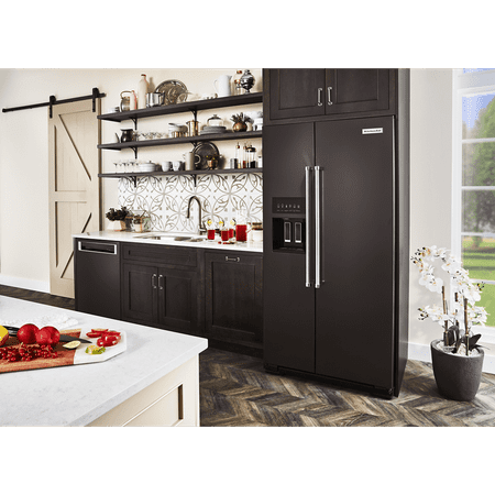 KitchenAid - 22.6 Cu. Ft. Side-by-Side Counter-Depth Refrigerator - Black Stainless Steel