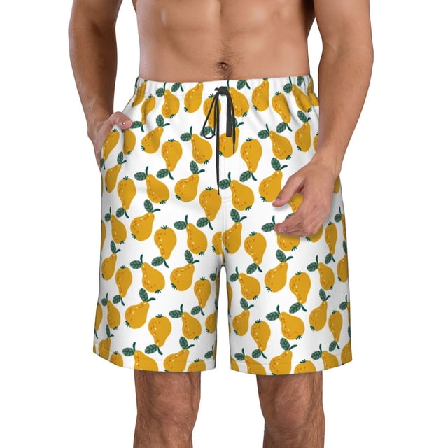 Fotbe Yellow Pears Trajes de Baño Estampados para Hombre, Shorts de Verano de Secado Rápido, Ropa de Playa, Bañadores-Small