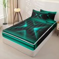 thumbnail image 2 of jejeloiu Teal Neon Stripe Zipper Full Size Comforter Sets with Fitted Sheet and 2 Pillowcases For Kids,Modern Geometric Aesthetic Art Zipper Bedding Set For Boys,Reversible,4 Pieces, 2 of 7