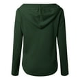 thumbnail image 5 of Fiaer,Waffle Deep V Neck Hooded Sweatshirts for Women,Women's Loose Fit Plus Size Hoodies,Drawstring Solid Color Lightweight Tops with Pocket Dark Green L, 5 of 5