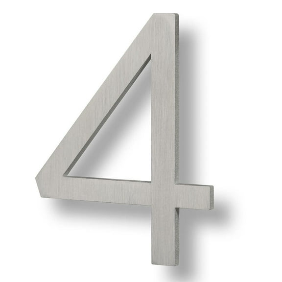 Sure-Loc Hnf6-4 6"" Tall Brushed Aluminum Floating House Number 4 - Silver