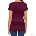 thumbnail image 4 of Edvintorg Summer Tops for Women Striped Loose Fit Crew Neck Short Sleeve Casual Shirts Women’S Clothing Wine M, 4 of 6