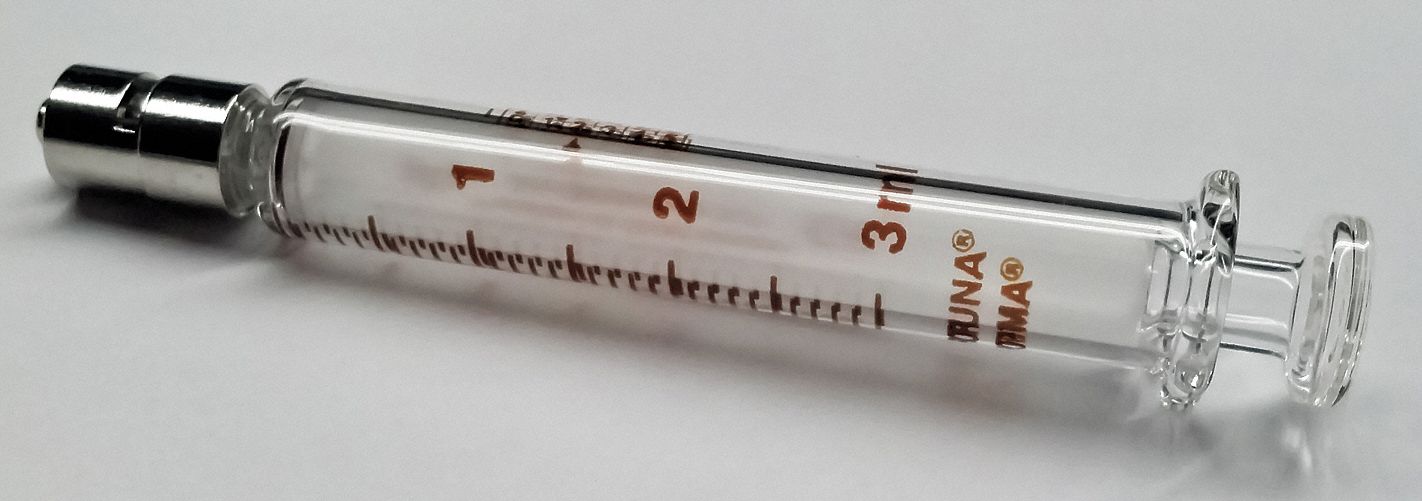 AirTite Glass Syringe,Metal Luer Lock,3 mL 7.14029