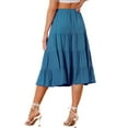 thumbnail image 3 of INSPIRE CHIC Women's Midi Skirts Solid Elastic Waist Flare A-Line Tiered Skirt with Pockets M Lake Blue, 3 of 6
