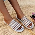 thumbnail image 2 of Juebong Sandals clearance Rhinestone Slide Sandals Women Girls Dressy Low Wedge Sandal Summer Beach Cute Slip on Slippers Boho Glitter Open Toe Flat Sandals, 2 of 5