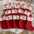 thumbnail image 2 of Medias de punto navideñas con letras, colgante de árbol de Navidad, decoraciones para el hogar, regalo de Navidad, alfabeto de copo de nieve, calcetines rojos, 2 of 4