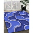 thumbnail image 3 of Ahgly Tapis d'Intérieur Lavable en Machine Carré Transitionnel Bleu Ciel, 3 Pieds Carré, 3 of 7