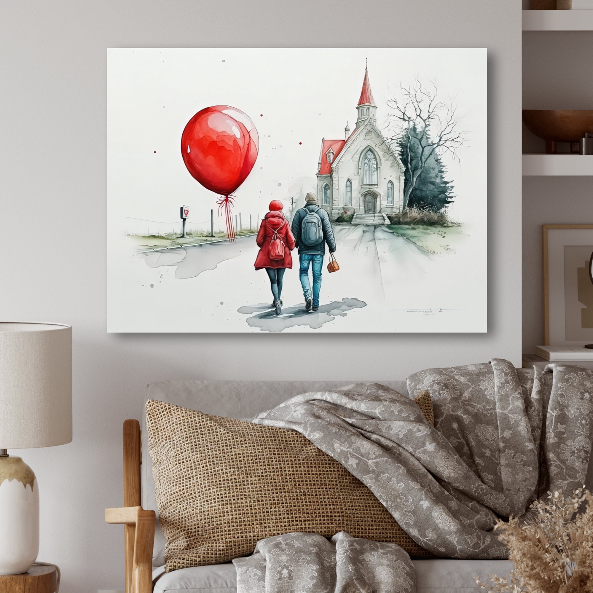 Designart Couple In Love Going To The Church IV Canvas Wall Art