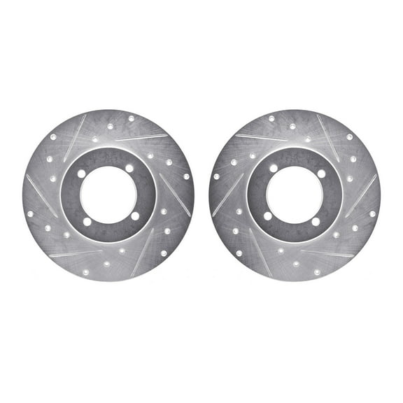 Dynamic Friction Company Front Brake Rotors-Drilled and Slotted-Silver 7002-67026