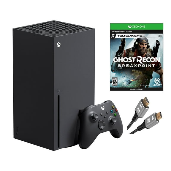 Microsoft Xbox Series X–Gaming Console System- 1TB SSD Black X Version with Disc Drive Bundle with Tom Clancy's Ghost Recon Breakpoint Full Game and MTC17 High Speed HDMI Cable