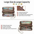 thumbnail image 4 of GAEKEAO Womens Wallet Large Capacity Double Zipper Ladies Card Phone Holder RFID Blocking Leather Clutch Wristlet Grip Strap, 4 of 12