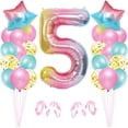 thumbnail image 1 of Globo de niña de 5 años, 5º cumpleaños, globo rosa con el número 5, decoración de cumpleaños, globo de feliz cumpleaños, decoración de fiesta de 5º cumpleaños de niña, 1 of 5
