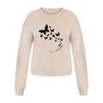 thumbnail image 2 of Tunic Tops for Leggings Plus Size Winter Fall Comfy Crew Neck Long Sleeve Batwing Off the Shoulder Butterfly Print Polyester Sweatshirts Hoodies(Beige,XL), 2 of 4