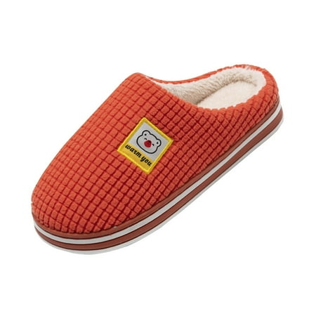 

GEZHEN Women s Autumn and Winter Fashionable Comfortable Indoor Outdoor Solid Color Flat Soled Warm Anti Slip Cotton Slippers with Random Soles Slippers Fashion Bottom Non Slip