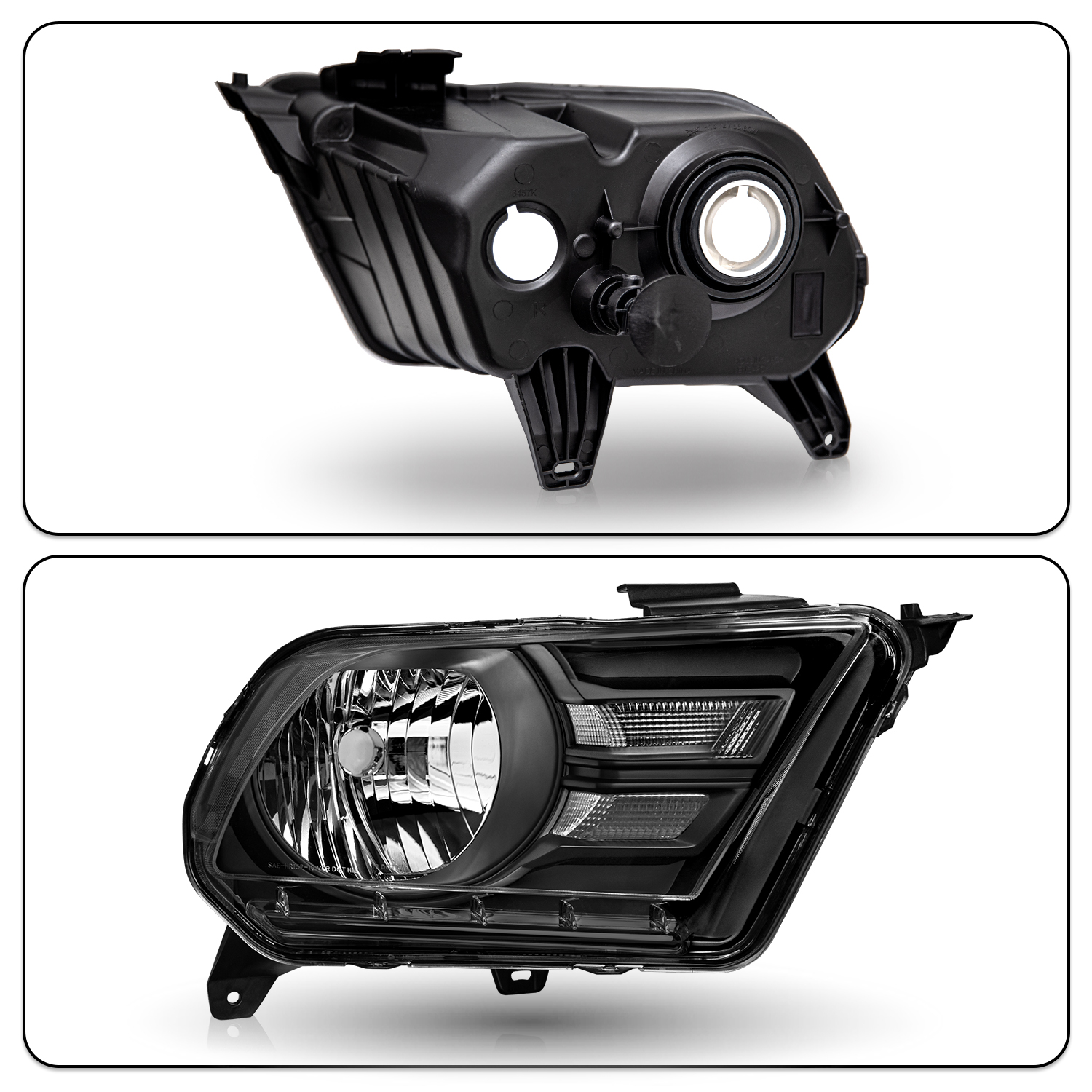 For 2010 2011 2012 2013 2014 Ford Mustang Halogen Type Headlight Headlamp Pair