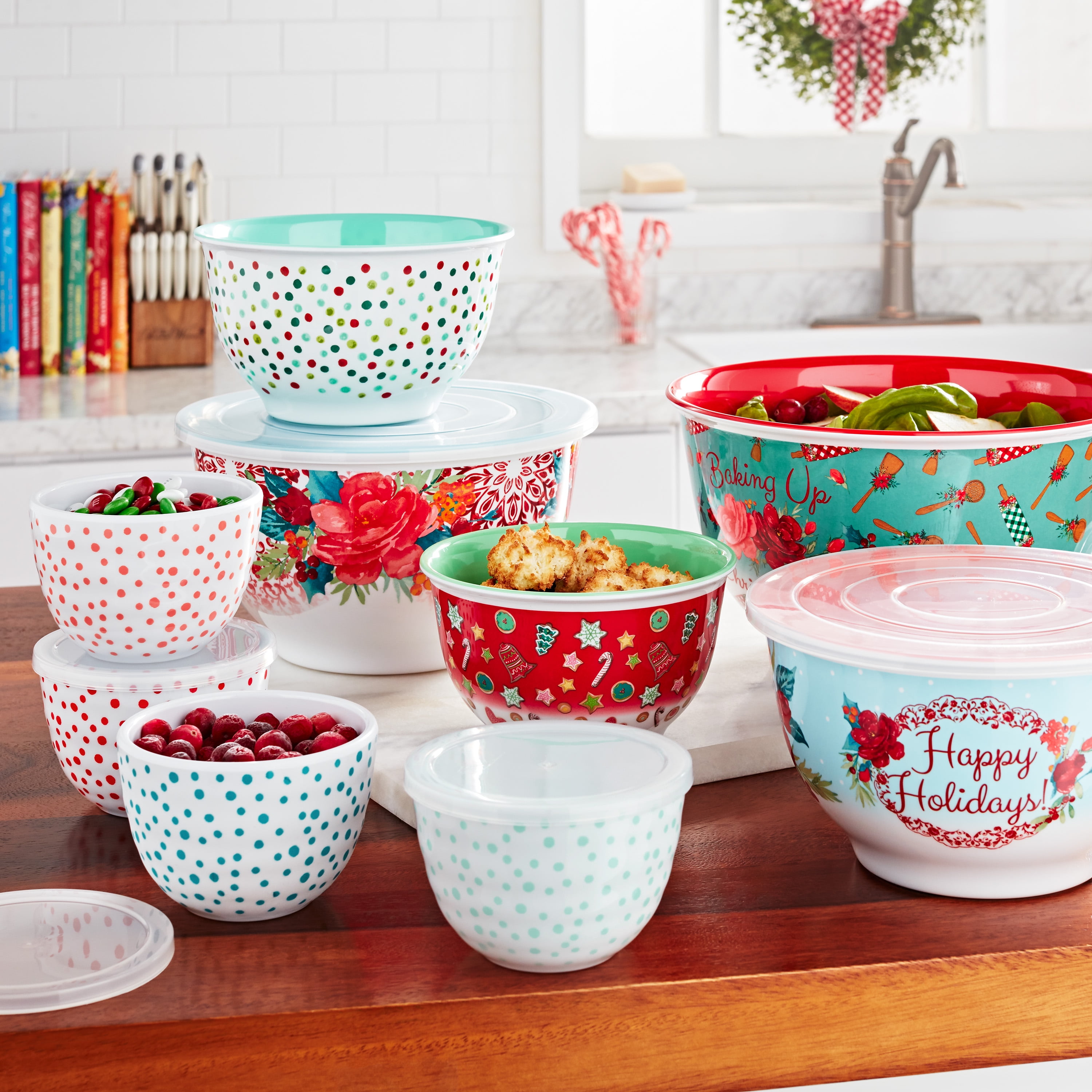 The Pioneer Woman Melamine Mixing Bowls with Lids (Set of 3 Bowls with 3  Lids) (Alex Marie)