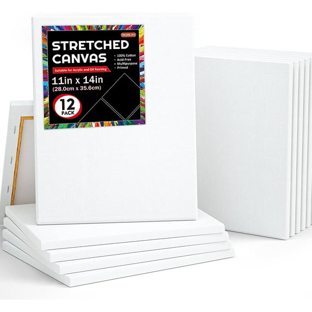 Shuttle Art Stretched Canvas, 12 Pack 11 x 14 Inch Canvases for