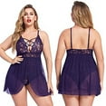 thumbnail image 6 of Levmjia Womens Pajamas Plus Size Summer Short Sleeve Women Lingerie Lace Mesh Cross Hollow Out Chemise Nightgown Temptation Babydoll Underwear Nightdress Sleepwear, 6 of 9