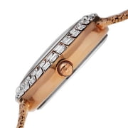 Burgi Womens Floating Crystals Quartz Brass Rose-Tone Bracelet Watch