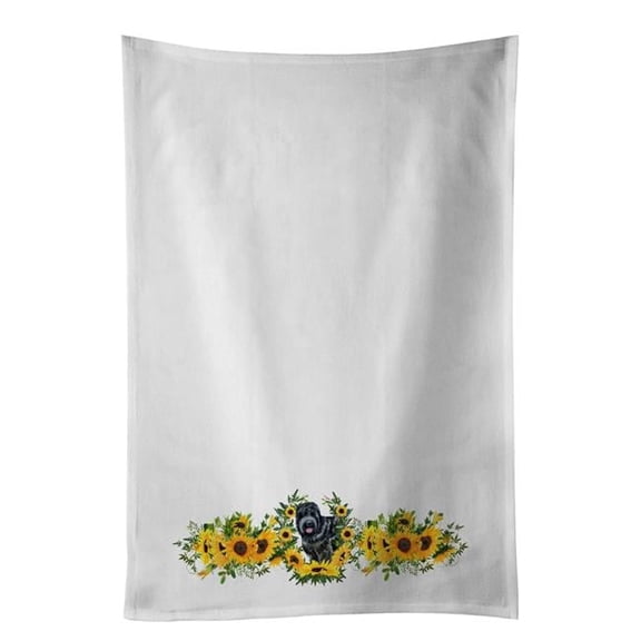 Carolines Treasures CK2869WTKT 28 x 19 in. Unisex Black Russian Terrier in Sunflowers White Dish Towels Kitchen Towel - Set of 2