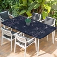 thumbnail image 2 of Navy Blue Table Cloths for 5 Foot Rectangle Tables, Spring Flora Patio Waterproof Elastic Fitted Tablecloths, Washable Rectangular Table Cover for Camping, 2 of 8