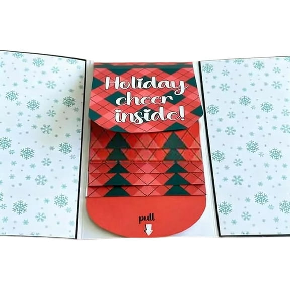 Harlier13 Christmas Gift Card Booklet | Christmas Card Booklet | Birthday Gift Card Holder Book | Pull-out Design Merry Xmas Gift Card Book | Gift Card Booklet | DIY Personalized Wow Card Holder (C)